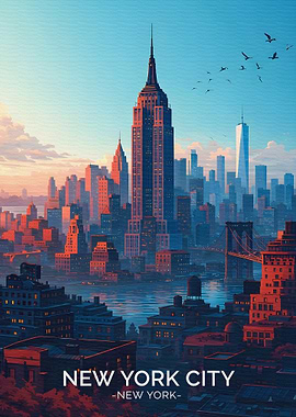 New York City Skyline at Sunset