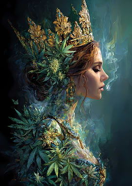 Cannabis Queen with Golden Crown