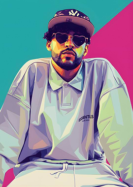 Bad Bunny Pop Art Portrait