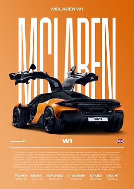 McLaren W1 Supercar Car Poster
