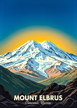 Mount Elbrus Vintage Poster
