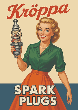 Retro Woman Holding Spark Plug