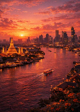 Bangkok Skyline at Sunset