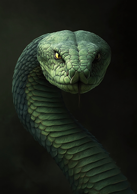 Green Snake Head Close-up
