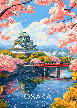Osaka Castle with Cherry Blossoms