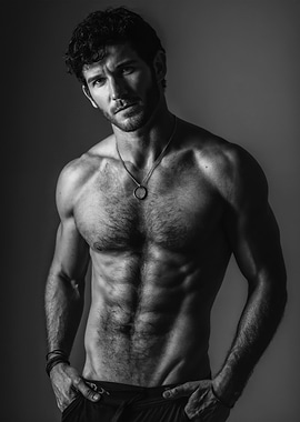 Monochrome Muscular Male Studio Portrait