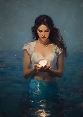 Mermaid Holding a Seashell