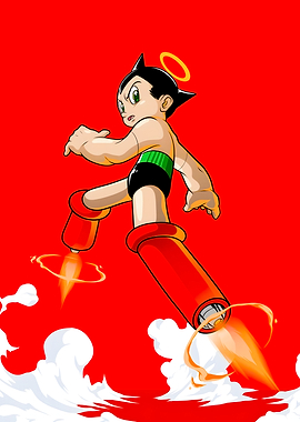 Astro Boy Flying with Jet Boots