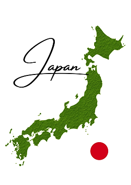 Map of Japan with Japanese Flag