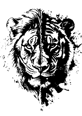 Lion and Tiger Split Face