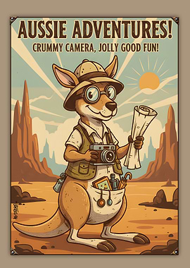 Aussie Adventures Kangaroo Poster