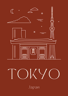 Tokyo Skyline Line Art