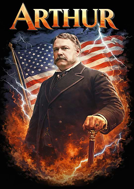 Chester A. Arthur – U.S. President Patriotic American Flag Portrait Wall Art