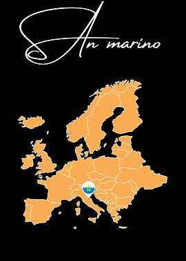 Map of Europe highlighting San Marino