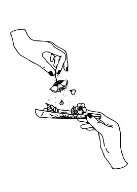 Hands Rolling Joint with Flowers