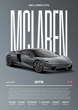 McLaren GTS Supercar Car Poster