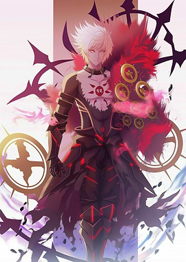 Dark Fantasy Warrior with Red Accents