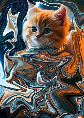Surreal Orange Kitten Portrait