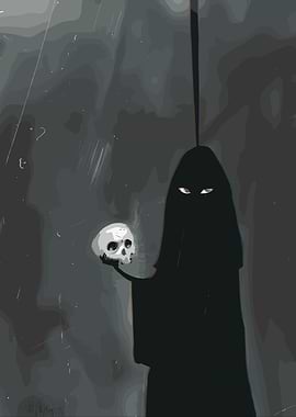 Grim Reaper Holding a Skull