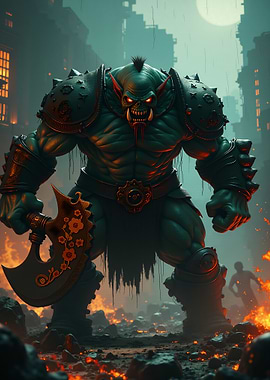 Green Orc Warrior with Axe