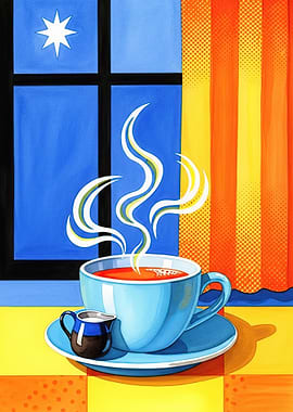 Steaming Cup of Tea by the Window