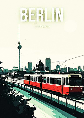 Berlin Cityscape with Tram