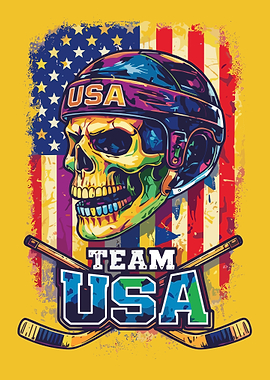 Team USA Skull Hockey Art