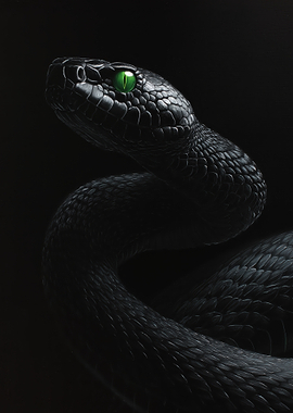 Black Snake with Green Eyes