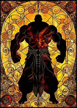 Stained Glass Sumo Wrestler