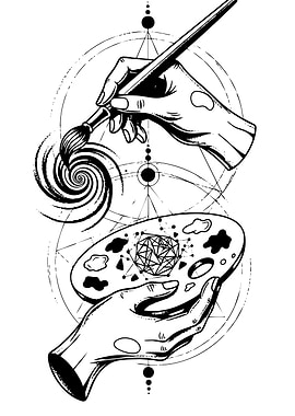 Artistic Creation with Hands and Palette