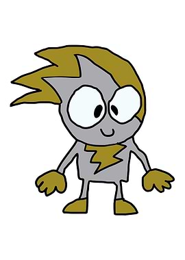 Cute Cartoon Character with Lightning Bolt