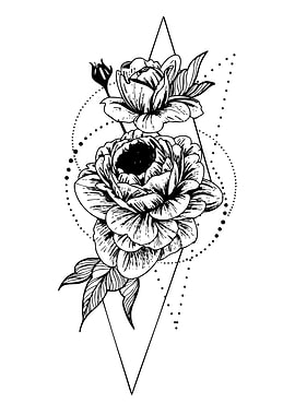 Geometric Floral Tattoo Design