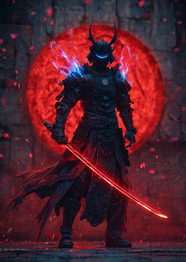 Cyberpunk Samurai with Glowing Sword