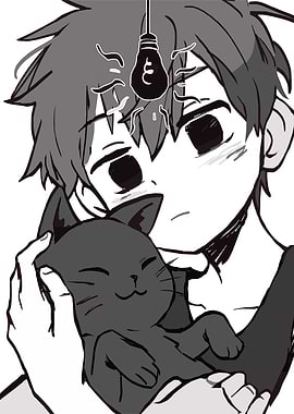 OMORI Holding a Cat with a Lightbulb