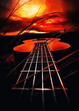 Guitar at Sunset