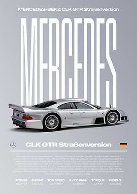 Mercedes-Benz CLK GTR Straßenversion Car Poster