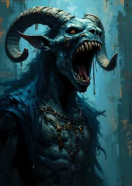 Demonic creature with horns and fangs