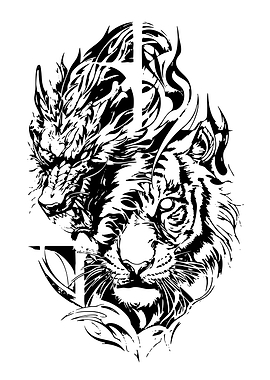 Dragon and Tiger Tattoo Design