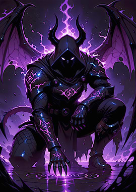 Purple Hooded Demon Assassin Wings