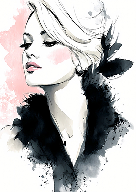 Watercolor Fashion Portrait of a Woman