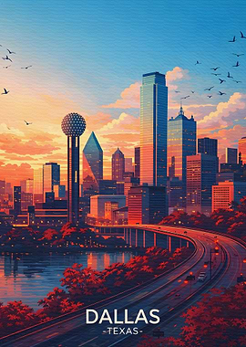 Dallas Skyline at Sunset