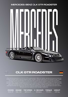 Mercedes-Benz CLK GTR Roadster Car Poster