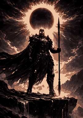 Dark Warrior with Spear and Eclipse