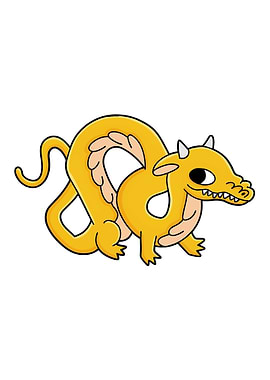 Cute Yellow Dragon Illustration