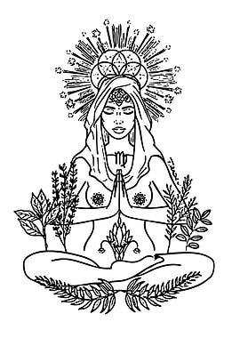 Meditating Woman with Zodiac Symbol