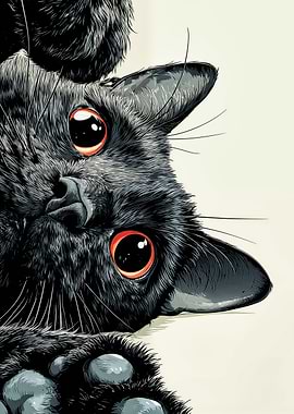 Close-up of a Black Cat's Face