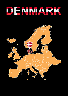 Map of Denmark in Europe
