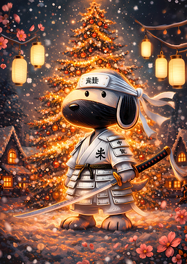Snoopy as a Samurai Warrior