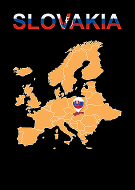 Map of Slovakia in Europe