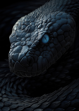 Close-up of a Black Snake's Head